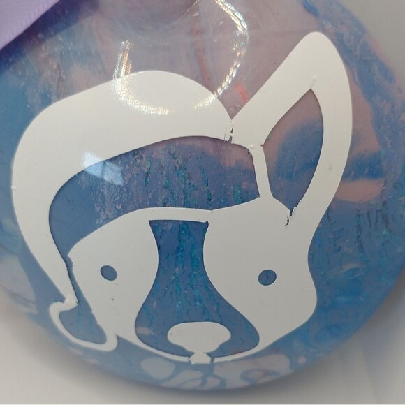 Hand Crafted Dog Christmas Ornament Decorations Plastic Bulb Purple - Picture 1 of 5
